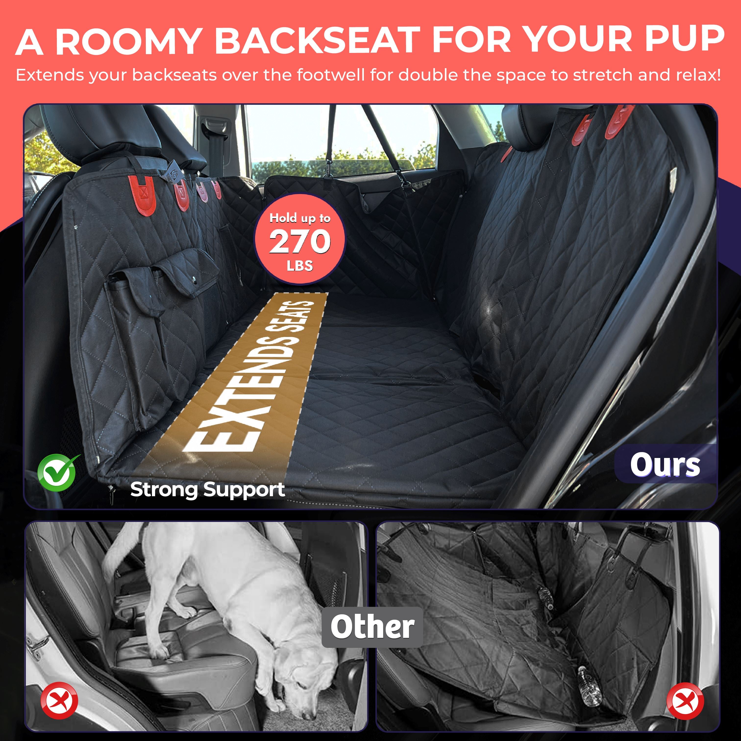 hard bottom seat cover for dogs Mesh Window/Divider Seat cover hammock hardbottom Waterproof Hard bottom backseat extender Backseat extender for Toyota Tacoma Backseat extender for dogs car seat covers